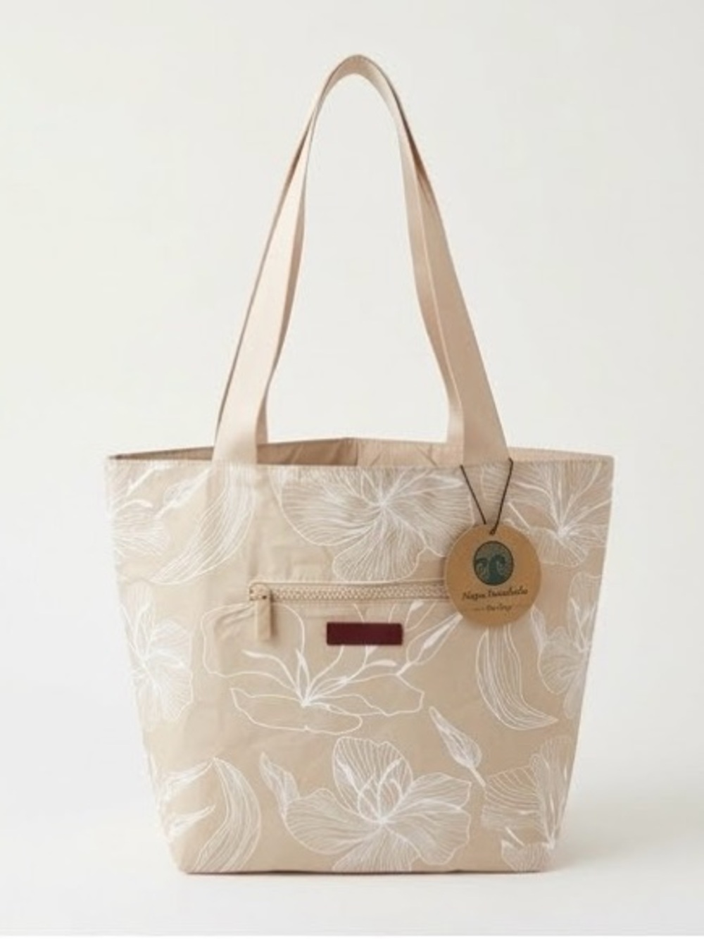 Adventures Hawaii Aloha Beige Floral Tote Bag